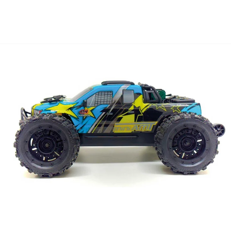 Absima 1:16 3S BL MINI AMT Fluo-Blue, Brushless Monster Truck mit 70 km/h Höchstgeschwindigkeit, 4WD RTR