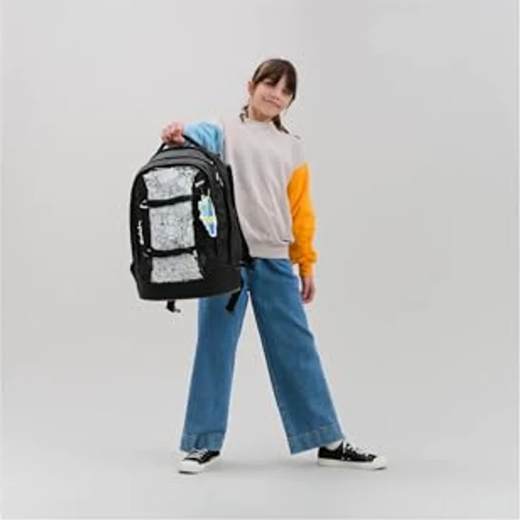 Satch Schulrucksack Pack, A4-tauglich mit gepolstertem Laptopfach und verstellbarem Tragesystem, Schwarz – Bild 9