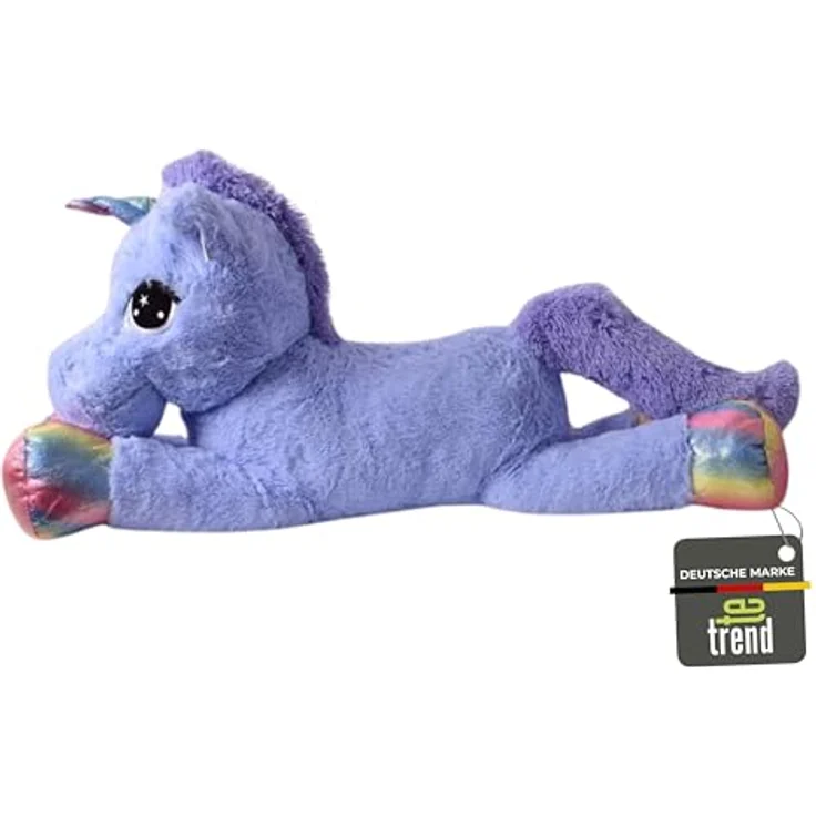 TE-Trend Flauschiges Stoffeinhorn, 110 cm großes Plüsch-Einhorn mit lila Glitzer-Flügeln und rosa Mähne, ideal für Kinder und magische Abenteuer – Bild 1