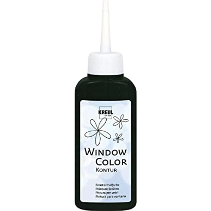 KREUL 42774 - Window Color Konturenfarbe, schwarz 80 ml, zur besseren Abgrenzung von Motiven, für glatte Oberflächen wie Glas, Spiegel und Fliesen