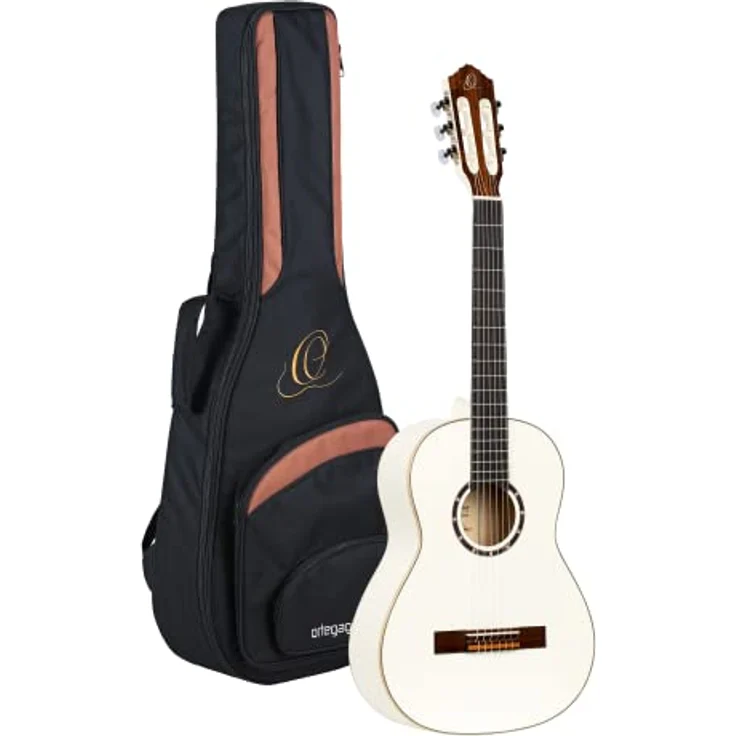 Ortega Guitars weiße Konzertgitarre 3/4-Größe - Family Series - inklusive Gigbag - Mahagoni / Fichtendecke (R121-3/4WH) – Bild 1