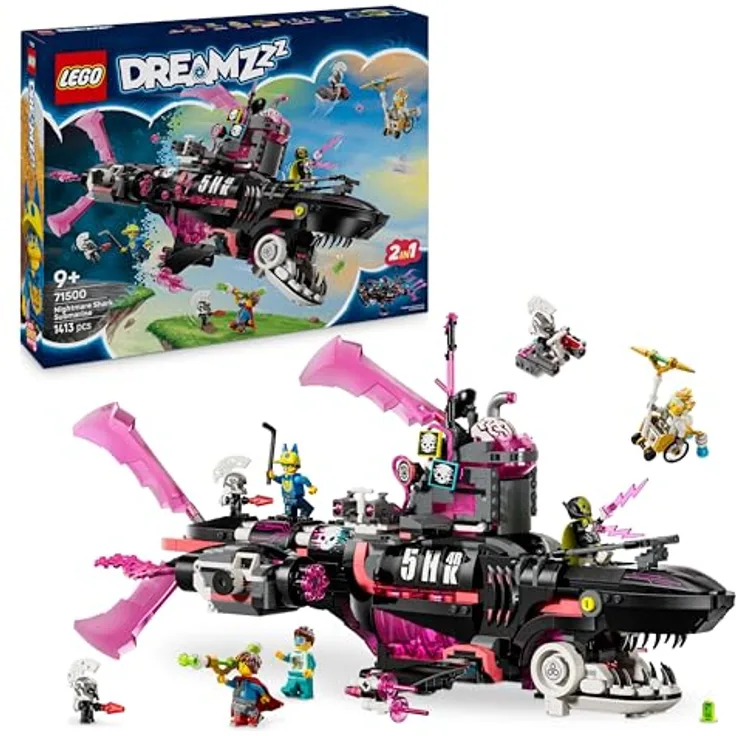LEGO DREAMZzz 71500 Albtraumhai-U-Boot, 2-in-1 Bausatz mit 5 Minifiguren, Mehrfarbig, 1413 Teile