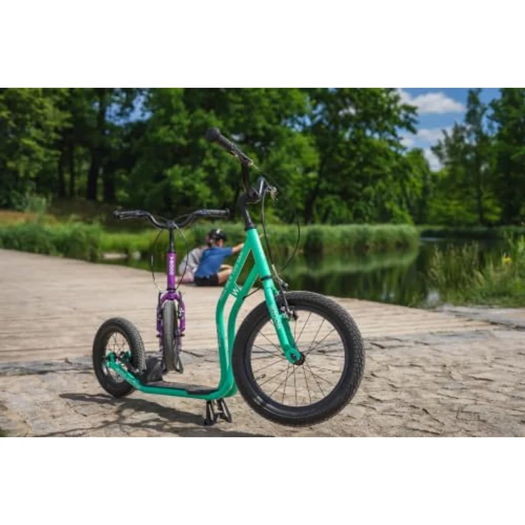 Yedoo Wzoom Y40 Kinder Tretroller, höhenverstellbar, 16/12 Zoll Luftreifen, für Kinder ab 6 Jahren, türkis – Bild 4