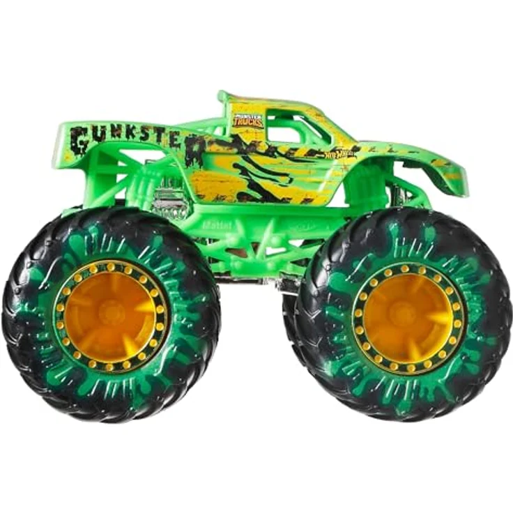 Hot Wheels Monster Trucks JCW76, Set aus 8 Die-Cast-Spielzeugtrucks im Maßstab 1:64 mit beliebten Charakteren, inkl. Rhinomite, Bone Shaker, Tiger Shark, Skelesaurus, Mega Wrex, 5-Alarm, Gunkster und Bigfoot – Bild 2