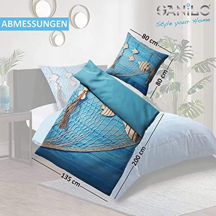 Sanilo® Bettwäsche Seefahrt, 2-teilig 135x200 cm, 100% feinste Baumwolle, atmungsaktiv und hautfreundlich – Bild 5