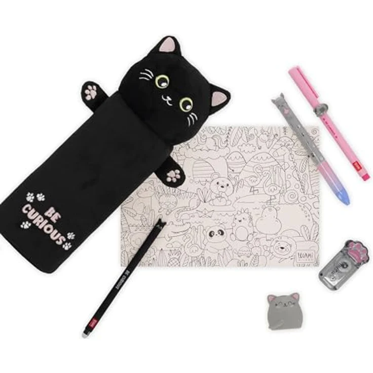 Legami Federmäppchen Super Soft, Kitty-Motiv, 100% Polyester, mit Malvorlage, L 24,5 cm – Bild 6