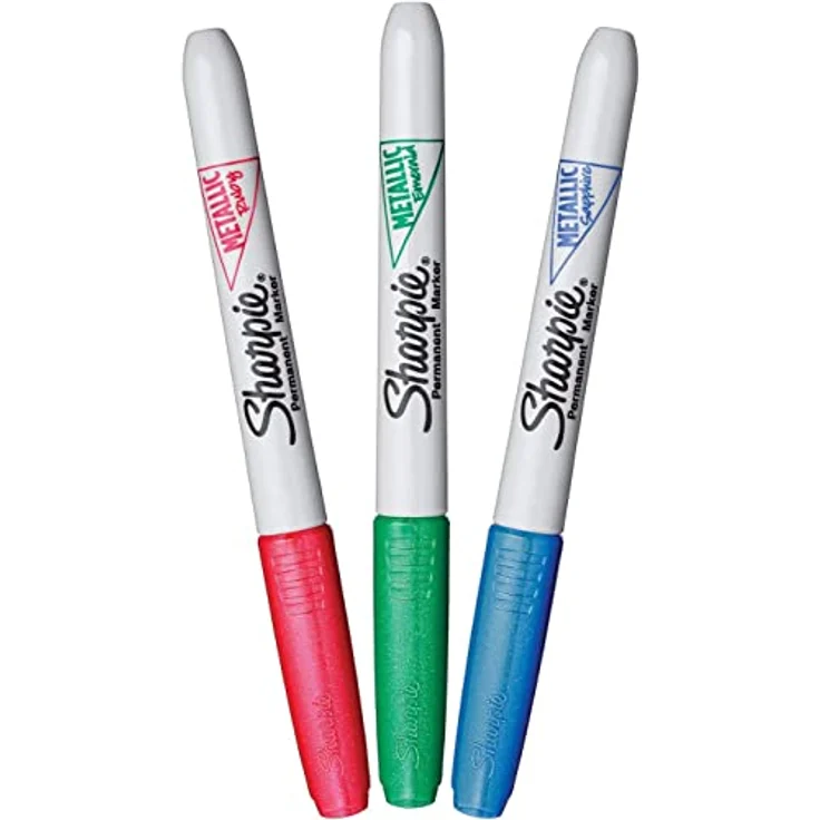 Sharpie Permanentmarker Metallic, 3er Set in Rubin, Smaragd und Saphir, wasserfeste Tinte, 1,4mm Rundspitze – Bild 7