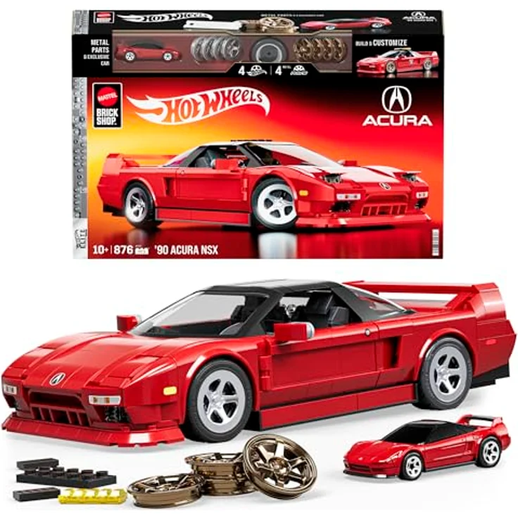 Mattel® Modellbausatz Brick Shop Hot Wheels, ELITE SERIES Acura NSX, Maßstab 1:16, 876-tlg, inkl. Die-Cast-Auto und individuelle Gestaltungsmöglichkeiten – Bild 1