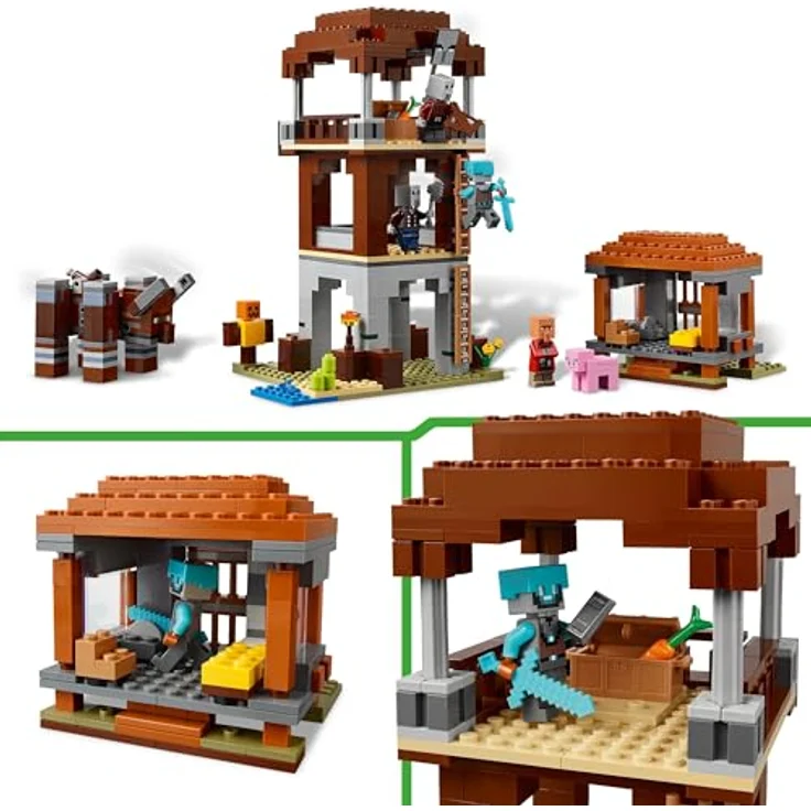 LEGO Minecraft 21278 Ein Verwüster am Plünderer-Außenposten, Bausatz mit 665 Teilen, beweglichen Figuren und Zubehör – Bild 4