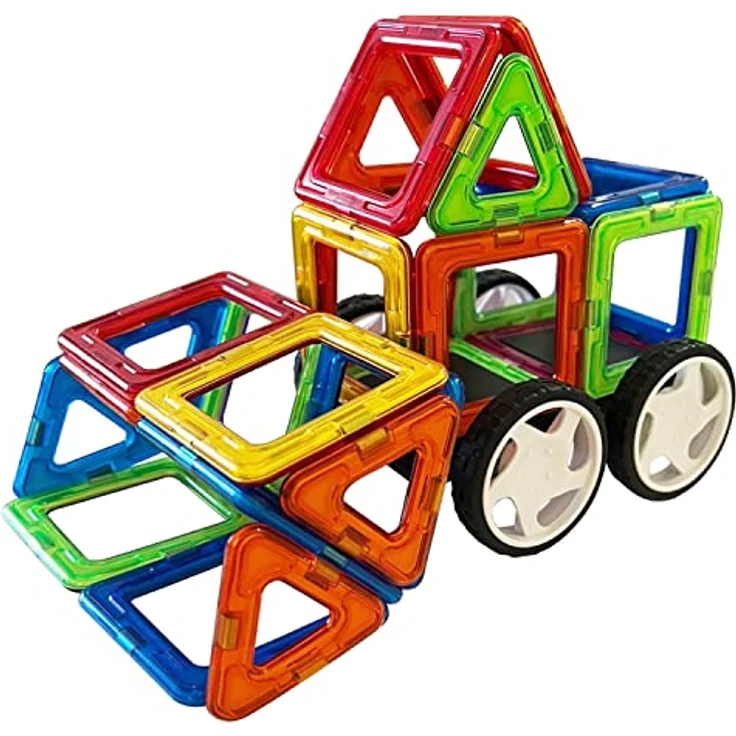 MK MAGNIKON Magnet Bausteine MK-34, Magnetische Bauklötze Set mit 34 Teilen und Rädern, innovatives Konstruktionsspielzeug für Kinder ab 3 Jahren – Bild 2