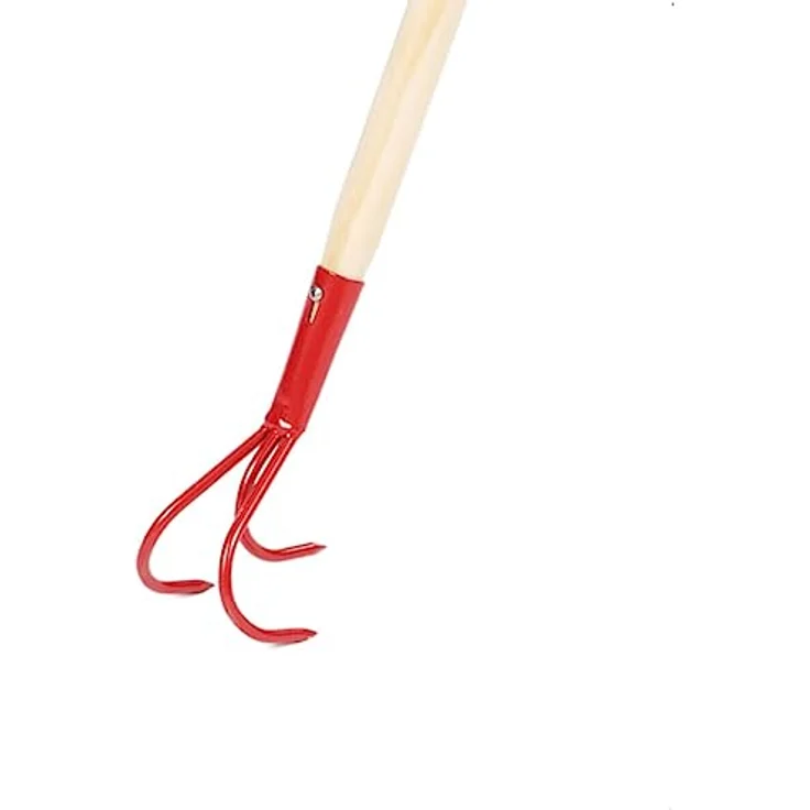 Galaflor Kindergrubber aus Metall mit 76 cm Holzstiel, 3 Zinken für einfaches Lockern und Durchlüften der Erde – Bild 1