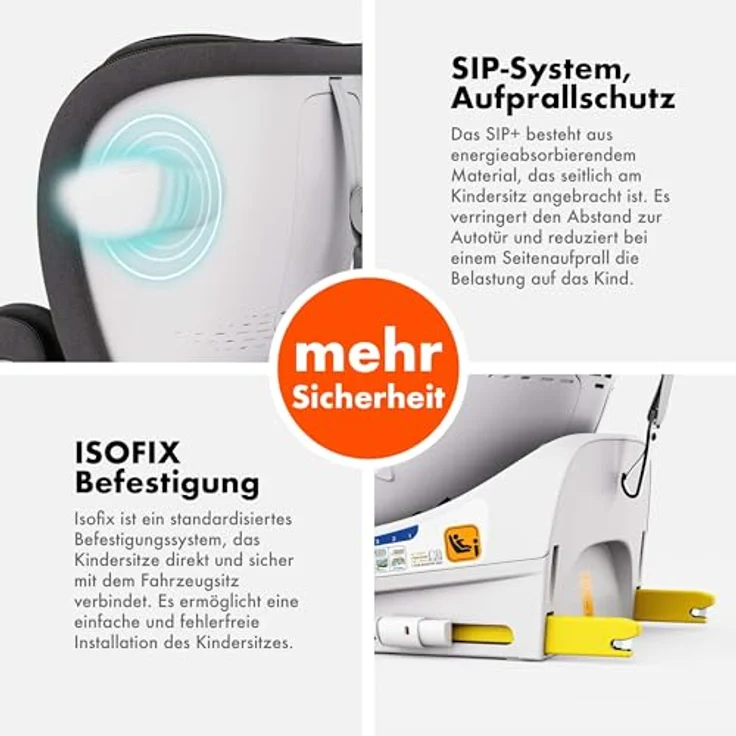 Daliya® Autokindersitz ROTAZIONE Kindersitz, Autositz, Babyschale Schwarz, 8-stufige Sitzneigungsverstellung, höhenverstellbare Kopfstütze – Bild 6
