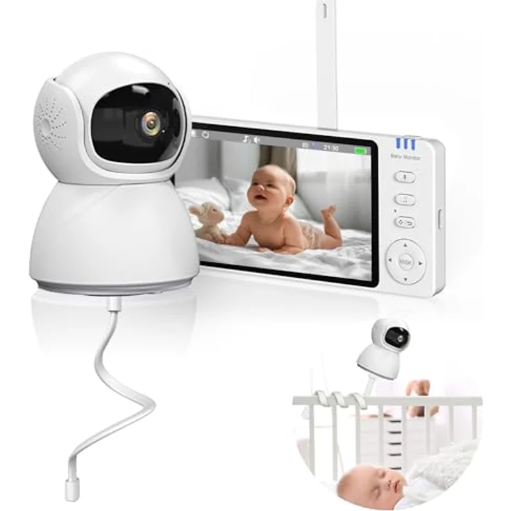 EXTRALINK Babyphone mit Kamera, 5 Zoll HD Display, Nachtsicht, 2-Wege Audio, VOX, Temperaturüberwachung, FHSS 2,4GHz, 300m Reichweite, 3500mAh Akku – Bild 1