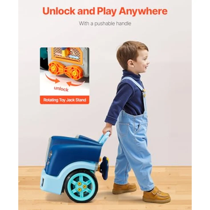 VEVOR Motorspielzeug D001-4, 60-teiliges Autoreparaturset für Kinder mit abnehmbaren Teilen, Lichtern, Geräuschen, Lenkrad und Hupe, Blau – Bild 5
