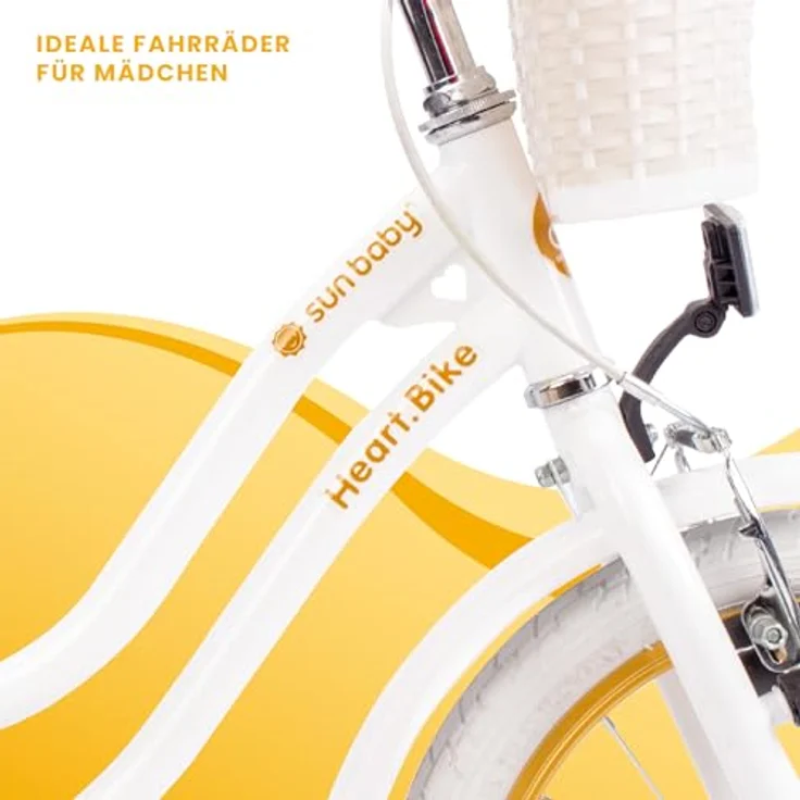 sun baby Mädchenfahrrad 16 Zoll Heart Bike, Abnehmbare Schubstange, für Mädchen von 2 bis 6 Jahre (Weißgold) – Bild 2