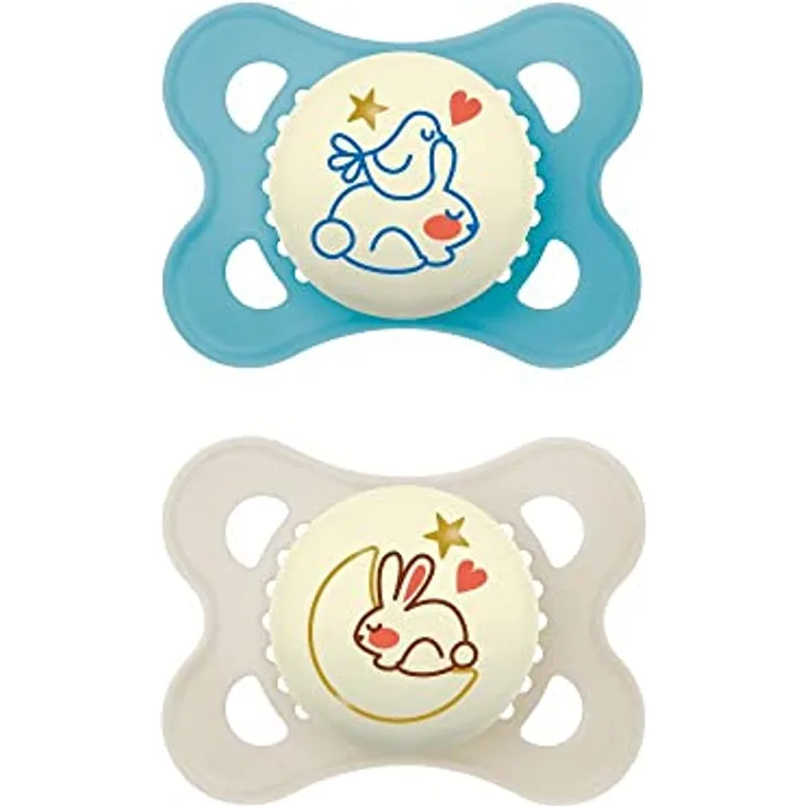 MAM Original Pure Night S333 Schnuller mit Sauger aus Silikon, ultraweich, für Babys von 2-6 Monaten, leuchtet im Dunkeln, neutral, 2 Stück