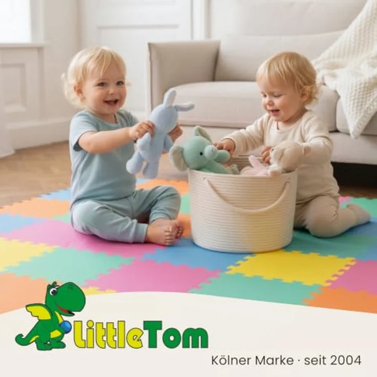 LittleTom Puzzlematte, 18-teilige Baby Spielmatte, 30 x 30 cm, beidseitig verwendbar, wasserfest und antiallergen – Bild 9
