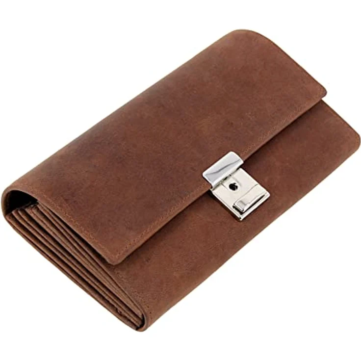 Alassio 42194 - Kellnerbörse, Kellner Portemonnaie aus Echt Leder/Hunter-Leder, Münzbörse mit 6 Scheinfächer und Münzfach, Geldbörse für Restaurant, Bar oder Service, ca. 18,5 x 9,5 cm, braun – Bild 1