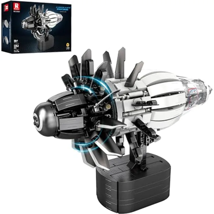 Reobrix Flugzeugtriebwerk-Modellbausatz, motorisierter Jet-Turbofan-Motor, 1351-teilig, STEM-Lernspielzeug für Erwachsene und Jugendliche