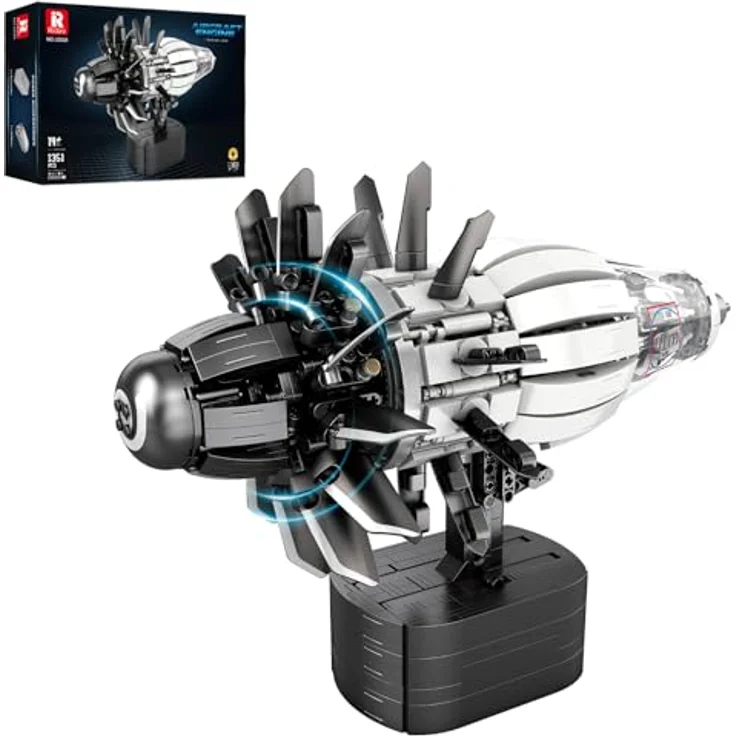 Reobrix Flugzeugtriebwerk-Modellbausatz, motorisierter Jet-Turbofan-Motor, 1351-teilig, STEM-Lernspielzeug für Erwachsene und Jugendliche – Bild 1