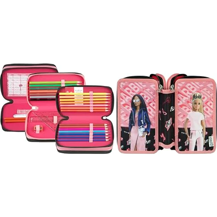 Scooli - Tripledecker Schüleretui Barbie - Großes Schüleretui mit hochwertigen Stiften - praktisch und funktional - für die Schule und unterwegs - hochwertige Qualität - ab 6 Jahren – Bild 5