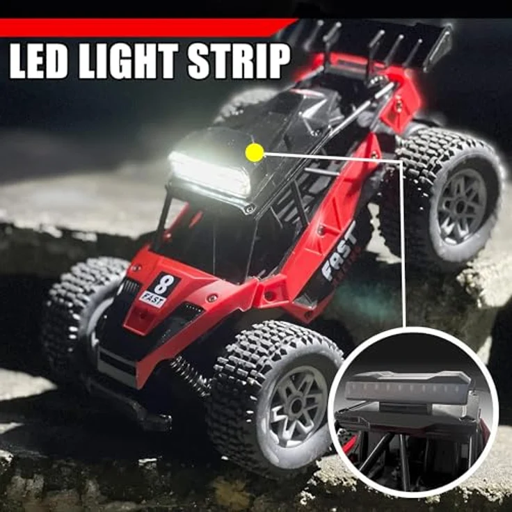 KINSAM Ferngesteuertes Auto,1:20 RC Auto für Kinder ab 6 Jahre,20 km/h Volles Proportional Monstertruck mit 2 AKKU 60min Spielzeit,2. 4Ghz Drift RC Car Kinder Geschenke Auto Ferngesteuert mit LED Licht – Bild 3