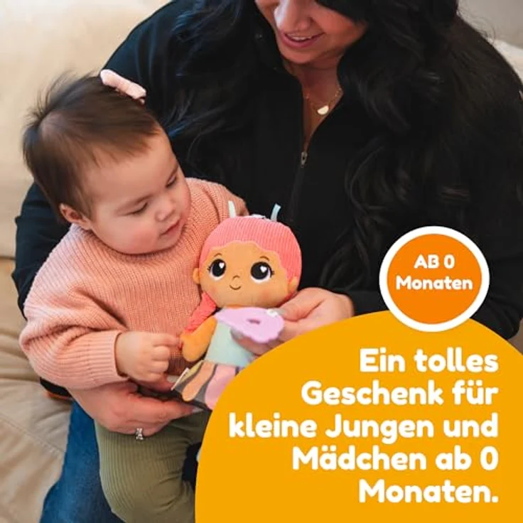 Lamaze Meine Freundin Flora, Kuschelpuppe mit Befestigungsring für den Kinderwagen, ideal für unterwegs – Bild 5