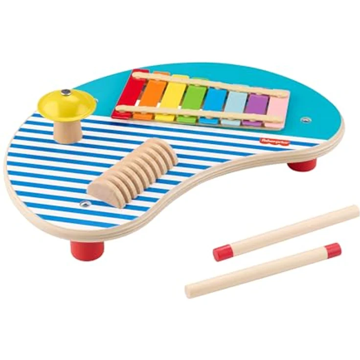 Fisher-Price® Holz-Musiktisch mit Percussion-Instrumenten, fördert Feinmotorik und Kreativität, FSC-zertifiziert – Bild 2