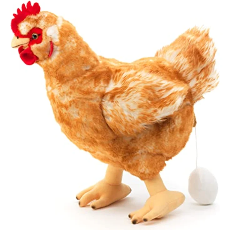 Uni-Toys - Henne braun, mit Ei - 37 cm (Höhe) - Plüsch-Huhn, Vogel - Plüschtier, Kuscheltier, (BH-13028) – Bild 3