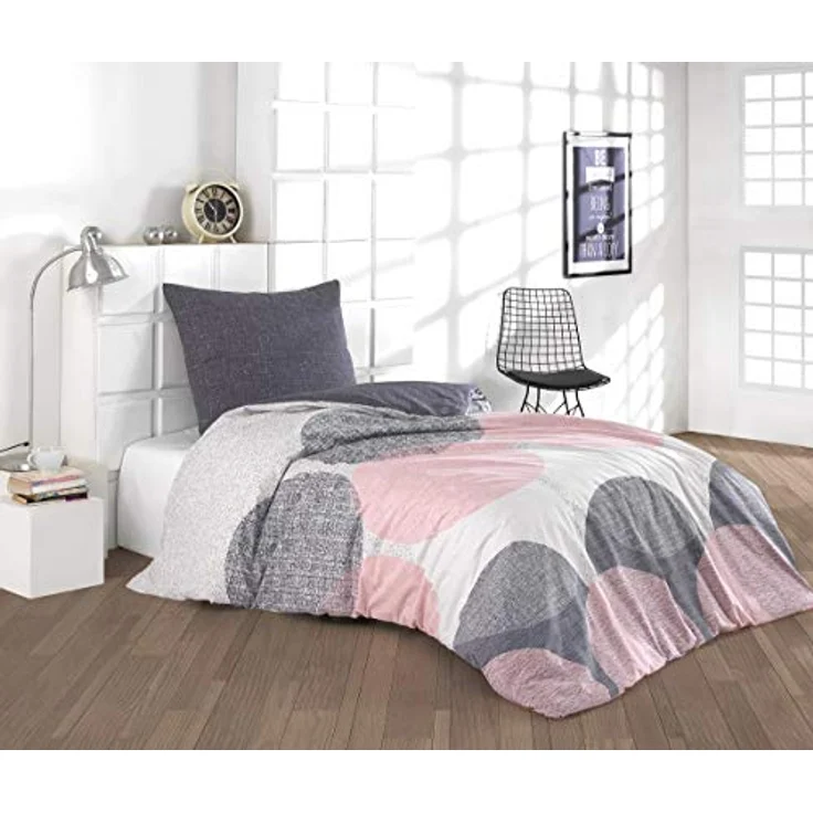 Buymax® Bettwäsche 155x220 cm, 2-teiliges Set aus 100% Baumwolle mit Kissenbezug 80x80 cm, ÖKO-TEX zertifiziert, mit Reißverschluss, Pflegeleicht, Gemusterte Designs – Bild 1