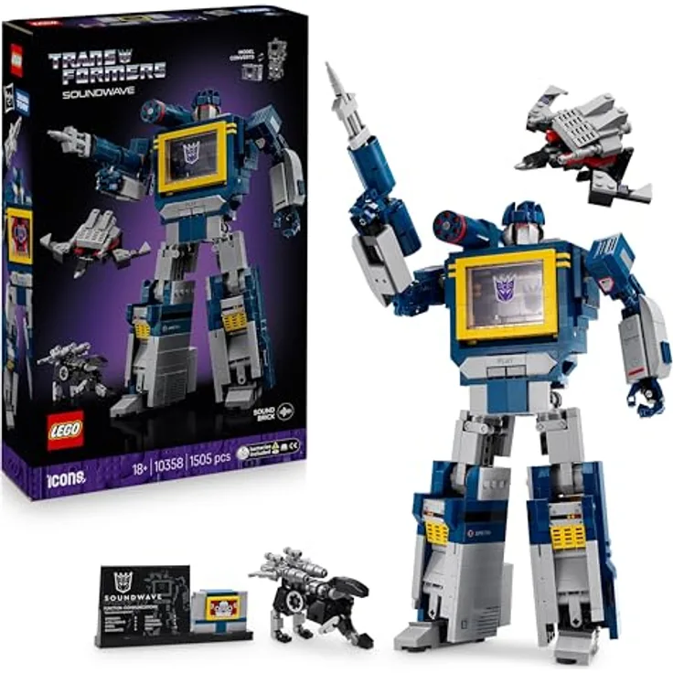 LEGO Icons 10358 Transformers: Soundwave Bausatz, 1.505 Teile, Mehrfarbig, ab 18 Jahren