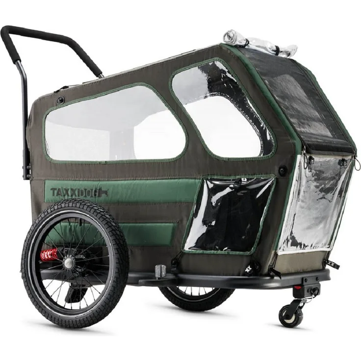 taXXi Fahrradhundeanhänger Hundeanhänger Fahrradanhänger Dog L Dark Grey/Dark Green, für Hunde bis 35 Kg mit transparenten Wind- & Wasserabweisenden Flächen - Preisvergleich