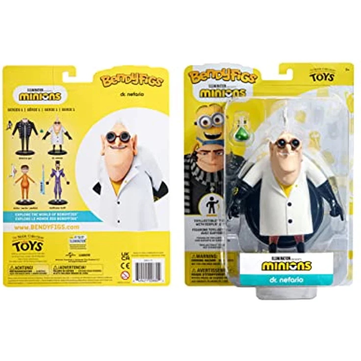 BendyFigs Dr. Nefario, 18.5 cm biegbare und bewegliche Sammelfigur aus Minions mit Stand und Laborbecher – Bild 5