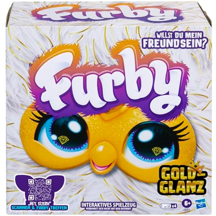 Hasbro Furby Gold Glam, interaktives Funktionsplüschspielzeug mit 5 Modi und über 600 Sätzen, gold – Bild 2