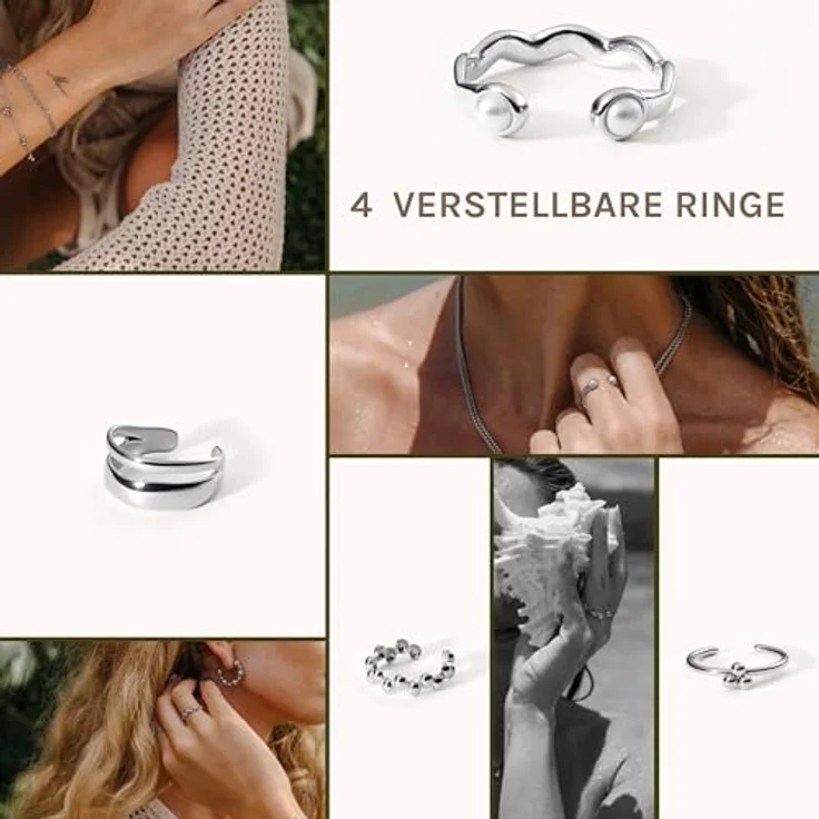 Purelei Damen Schmuckset Elemente Silber Onesize - Mit 6 Ketten, 8 Ohrringen, 4 Ringen, 4 Armbändern, 2 Charms und 1 Fußkettchen – Bild 12