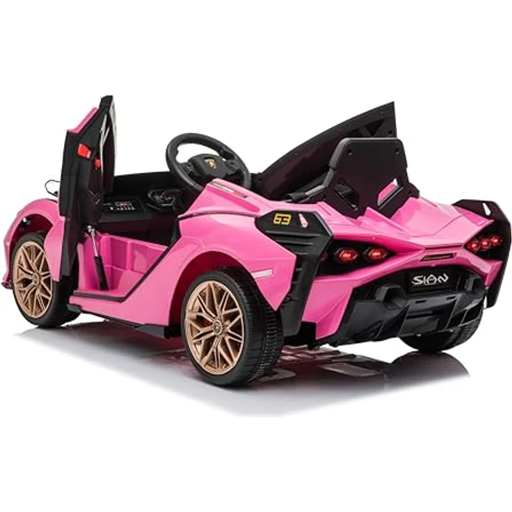 FINOOS Kinder Elektroauto Lamborghini Sian 12V mit Fernbedienung, Ledersitz, MP3-Player, Rosa – Bild 5
