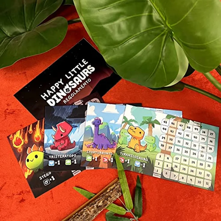 Asmodee Happy Little Dinosaurier, Tischspiel für 2-4 Spieler, ab 8 Jahren, italienische Ausgabe, inklusive 97 Karten und 4 Dinosaurier-Spielsteinen – Bild 4