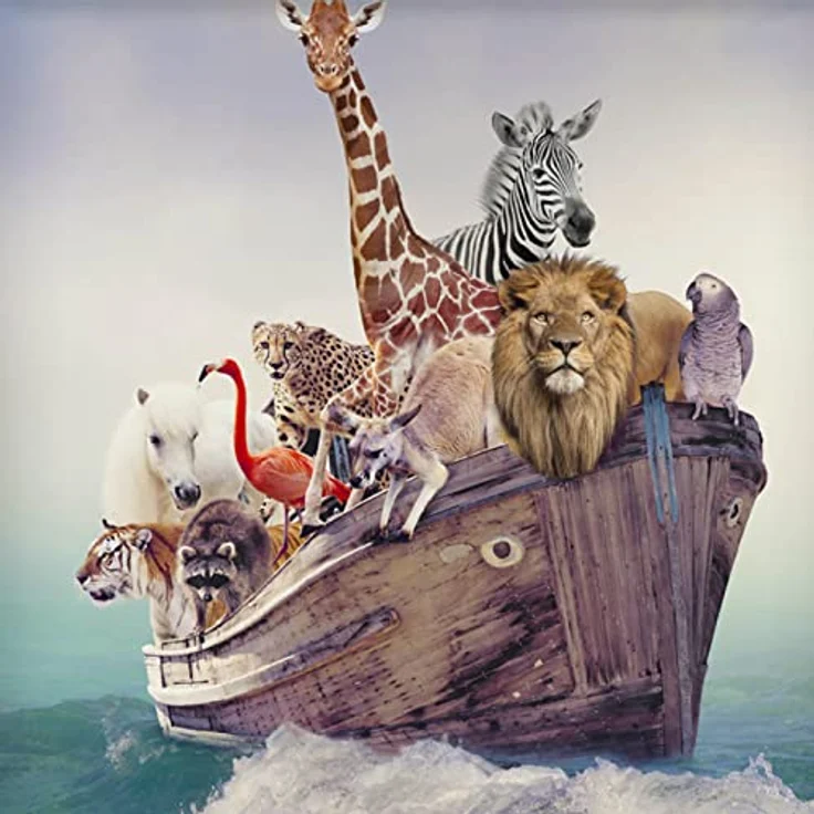 ESPiCO Bettwäsche Trendy Bedding Arche Noah Löwe Tiger Giraffe Pferd Vögel Känguru Leopard Renforcé, 135x200 cm – Bild 4