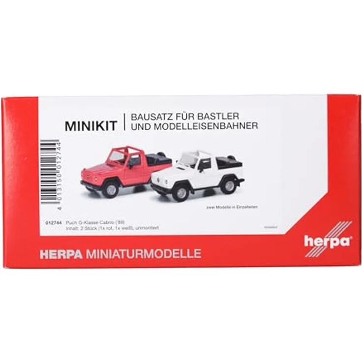 Herpa MiniKit Puch G-Klasse (W460) Cabrio, Maßstab 1:87, Sammlermodell, Kunststoff, Farbe: weiß/rot – Bild 3