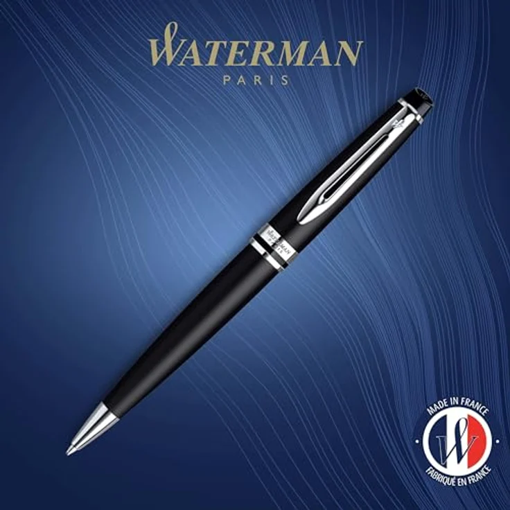 Waterman Füllfederhalter Kugelschreiber Expert M, Matt Schwarz C.C., Drehmechanik, blau, Geschenkbox – Bild 2