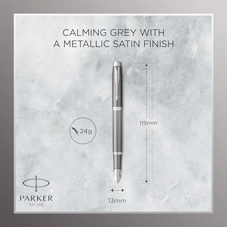 Parker Pen IM Writing Rituals Füllfederhalter, Grau, Strichst. M, metallisches Satin-Finish – Bild 4