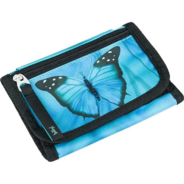 Baagl Brustbeutel Geldbörse Kinder Mädchen - Butterfly, strapazierfähiges Polyester, 14,5 x 8,5 cm, mit Kordel und Münzfach – Bild 1