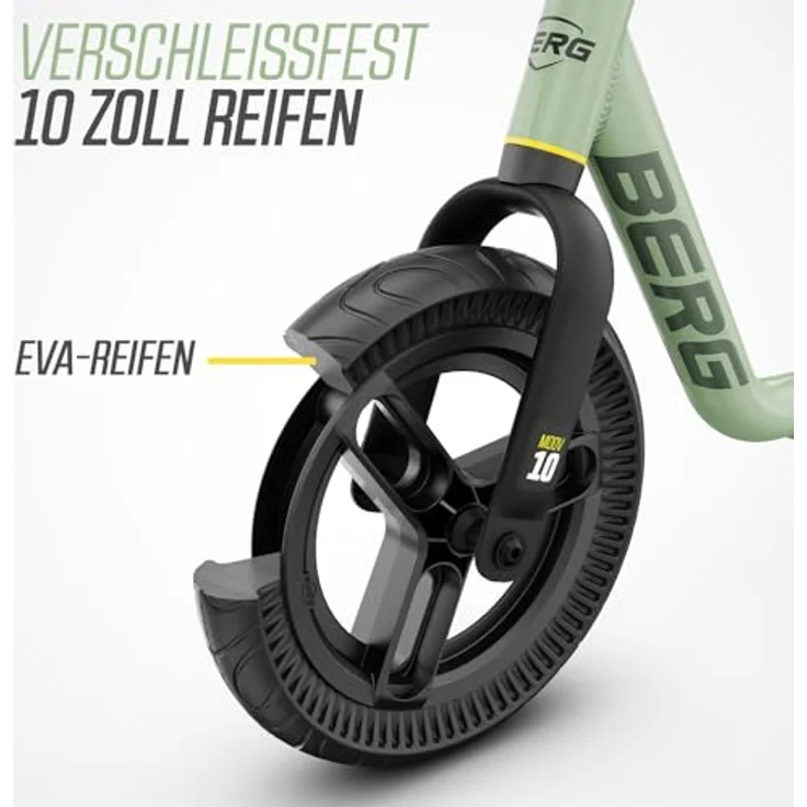 Berg MOOV 10 Zoll Laufrad, Laufrad ab 2 Jahre, Leicht und Höhenverstellbar (Grün) – Bild 4