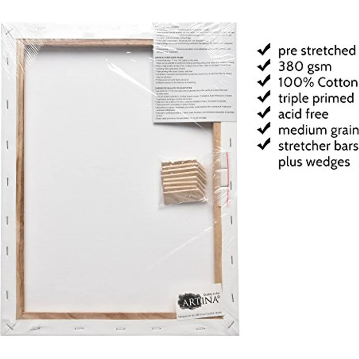 Artina 3D Premium Keilrahmen, 30x40 cm, Holz, 3-fach vorgrundierte Baumwollleinwand 380 g/m², extrabreit, umweltfreundlich – Bild 3