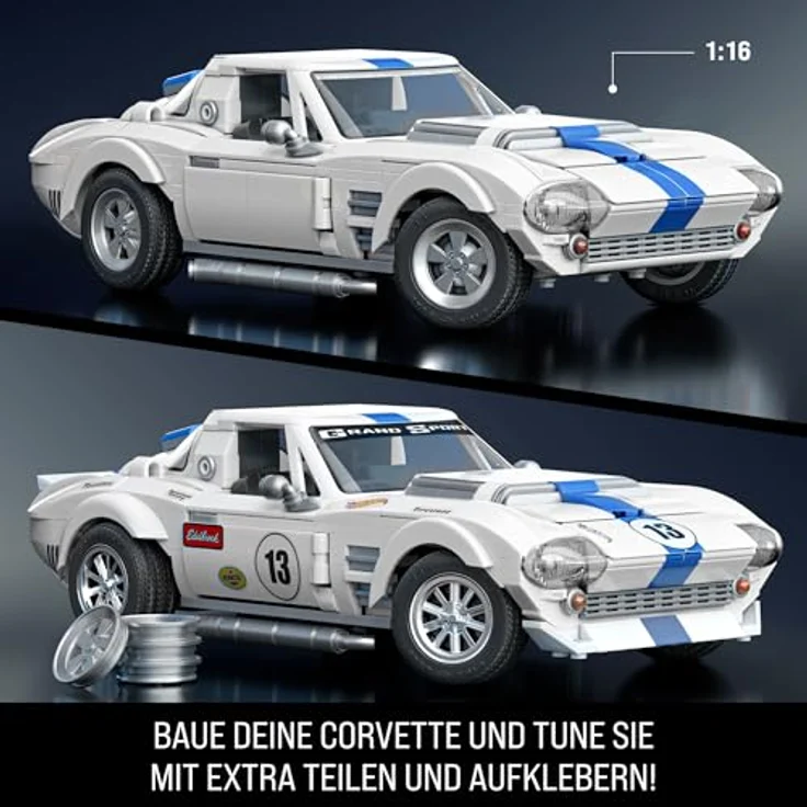Mattel Brick Shop Elite Serie Corvette Grand Sport, Klemmbausteinset mit 898 Teilen für kreative Bauprojekte ab 10 Jahren – Bild 3
