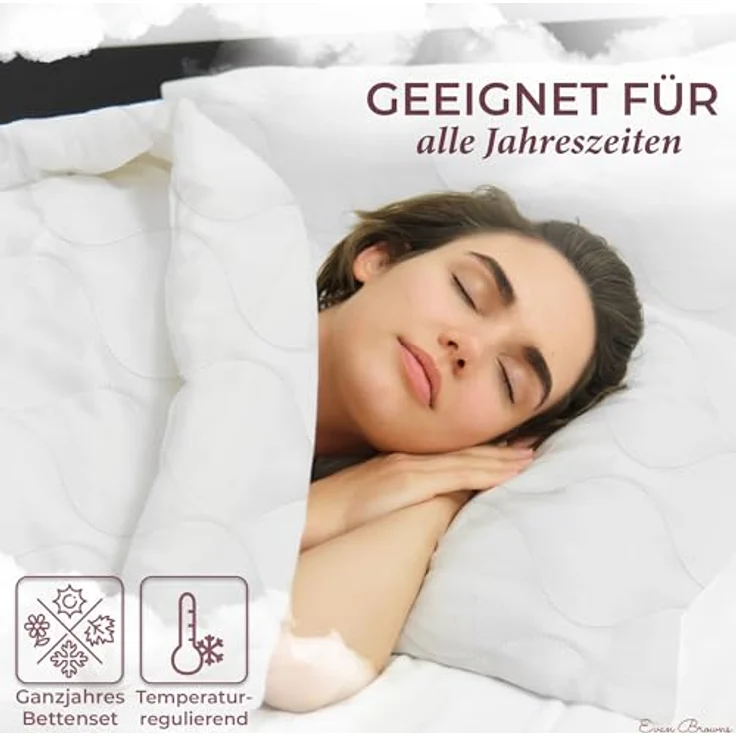EVAN BROWNS® Bettdecke 135x200 Set mit Kissen - atmungsaktiv und pflegeleicht, Kinderbettwäschen, weiß – Bild 5