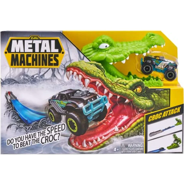 ZURU Metal Machines - Krokodil Rennbahn + Auto, aufregendes Rennspielzeug für Kinder ab 3 Jahren – Bild 1