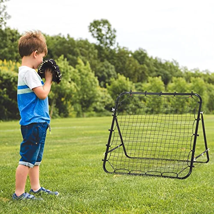 HOMCOM Fußball Rebounder Kickback Tor Rückprallwand Netz für Baseball Fußball Fußballtor für Training Verstellbarer Winkel Metallrohr PE Gewebe 96 x 80 x 96 cm Schwarz – Bild 2