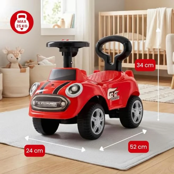 Sun Baby Rutschauto, Lauflernwagen mit Kippschutz und interaktiven Geräuschen, rot – Bild 3