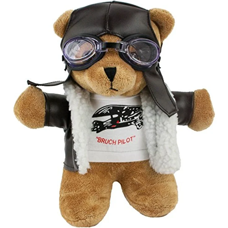 Teddys Rothenburg Kuscheltier Pilotbär, stehend, 24 cm, braun mit Pilotenoutfit, Plüschbruchpilot – Bild 2